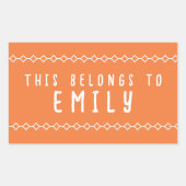 Autocollants de nom personnalisé Ceci appartient à (Devant)