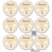 Autocollants de nom Petit mouton - beige | 9 Forme (Devant)