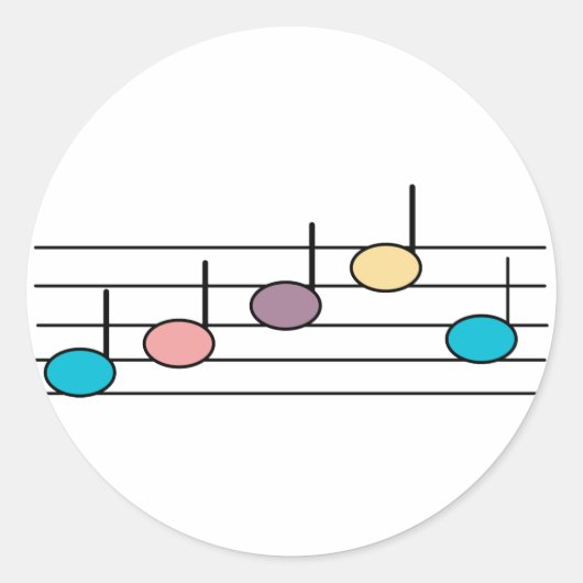 Autocollants de notes de musique pastel (Devant)