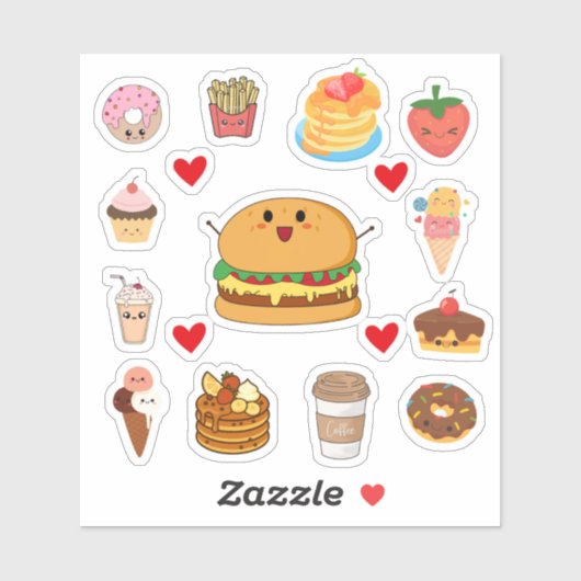 Autocollants de nourriture Kawaii mignons (Feuille)