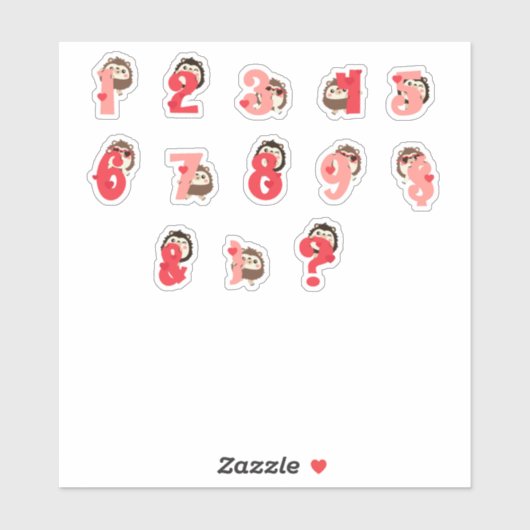 Autocollants de numéro de câlins de hérisson | Let (Feuille)