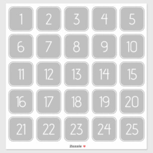 Autocollants de numéros carrés gris clair personna