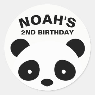 Autocollants de panda, anniversaire noir et blanc