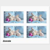 Autocollants de Pâques rectangulaires Lapins et œu (Feuille)