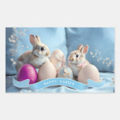 Autocollants de Pâques rectangulaires Lapins et œu (Devant)