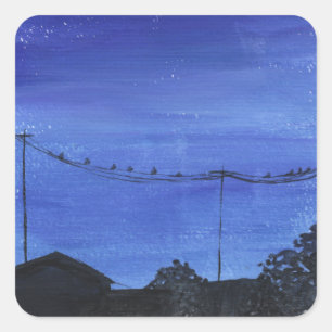 Autocollants de paysage urbain bleu