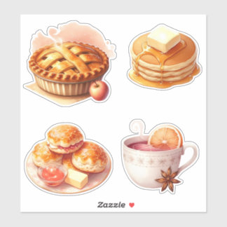 Autocollants de petit-déjeuner cosy d'hiver