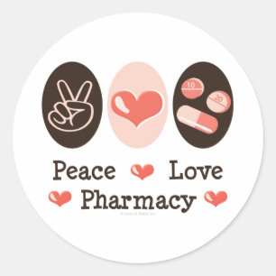 Autocollants de pharmacie d'amour de paix