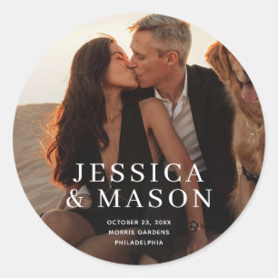 Autocollants de photos de mariage modernes élégant