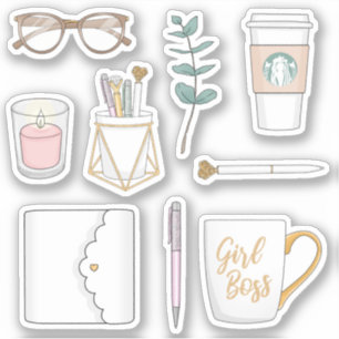 Autocollants de planificateur blanc café pour fill