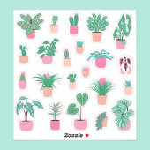 Autocollants de plantes d'intérieur mignonnes