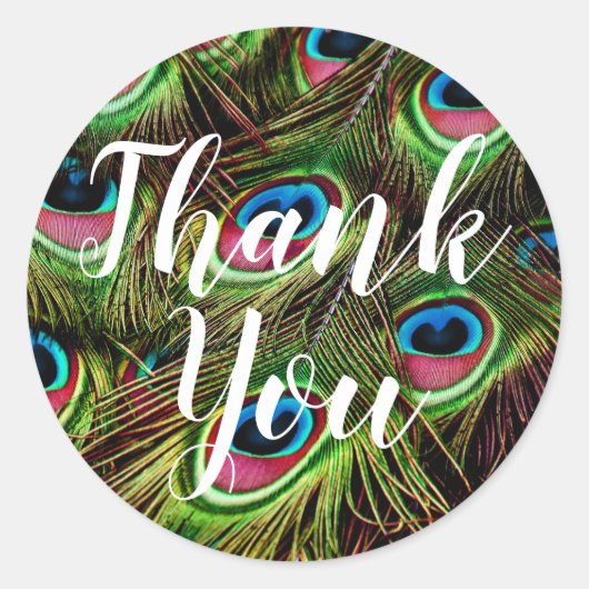 Autocollants de plume de paon Merci (Devant)