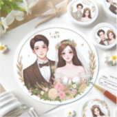 Autocollants de portrait personnalisés du couple (Devant)