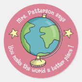 Autocollants de récompense Rose Doodle Globe (Devant)