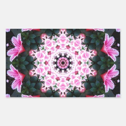 Autocollants de rectangle de mandala de fleur (Devant)