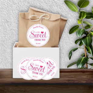 Autocollants de remerciement rose et blanc Sweet T