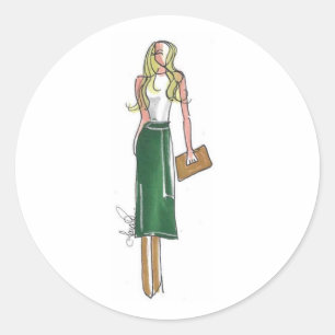 Autocollants de robe verte d'illustration de mode
