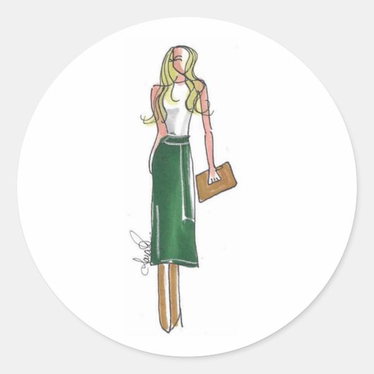 Autocollants de robe verte d'illustration de mode (Devant)