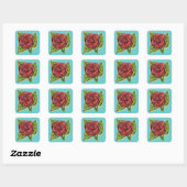 Autocollants de rose rouge (Feuille)