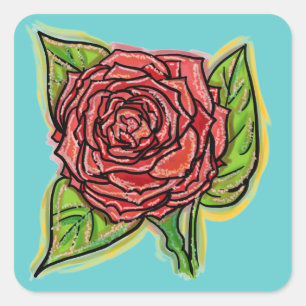 Autocollants de rose rouge