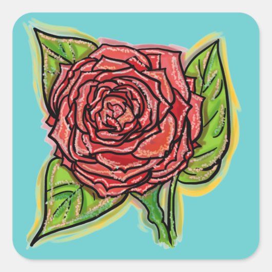 Autocollants de rose rouge (Devant)