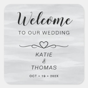 Autocollants de sac de bienvenue de mariage gris