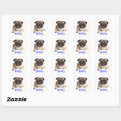 Autocollants de salutation Hello Chien chiot Pug (Feuille)