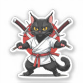Autocollants de samouraï chat noir (Recto)