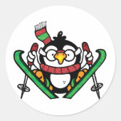 Autocollants de saut à ski de pingouin (Devant)