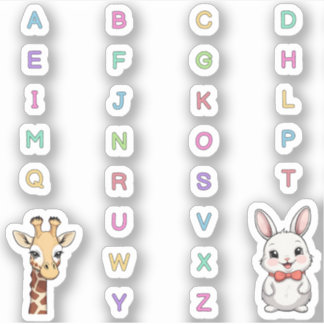 autocollants de scrapbook Alphabet animaux ABC
