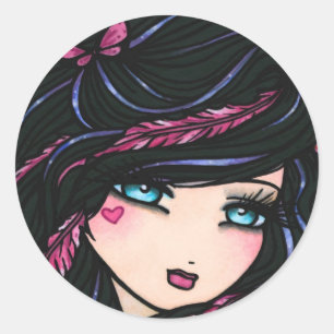 Autocollants de sirène de plume de coeur de