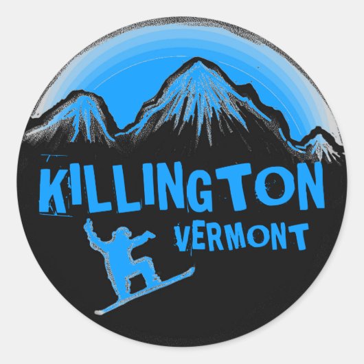 Autocollants de snowboard bleu Killington Vermont (Devant)