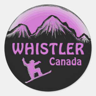 Autocollants de snowboarders violets Whistler Cana