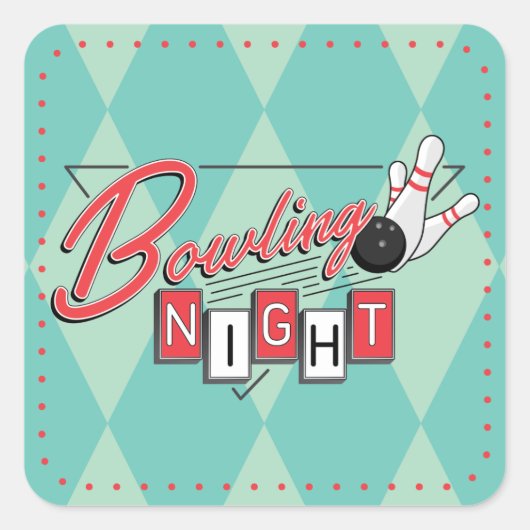 Autocollants de soirée de bowling Logo Rétro (Devant)