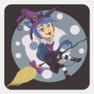 Autocollants de sorcière de chat