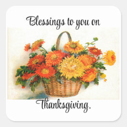 Autocollants de Thanksgiving Panier de Fleurs