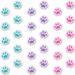 Autocollants de traces de pattes teal violet et ro