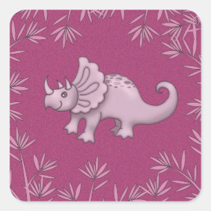 Autocollants de Triceratops rose mignon