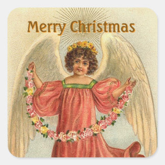 Autocollants de vacances de Noël avec ange vintage
