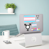 Autocollants découpés Drapeau de fierté transgenre (Ordinateur portable sur le bureau)