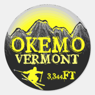 Autocollants d'élévation de ski jaune Okemo Vermon
