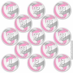 autocollants d'équipe de volley-ball gris rose 13