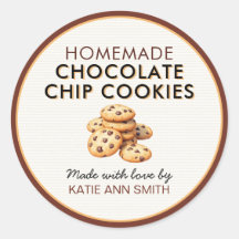 Autocollants d'étiquette de biscuits aux pépites d