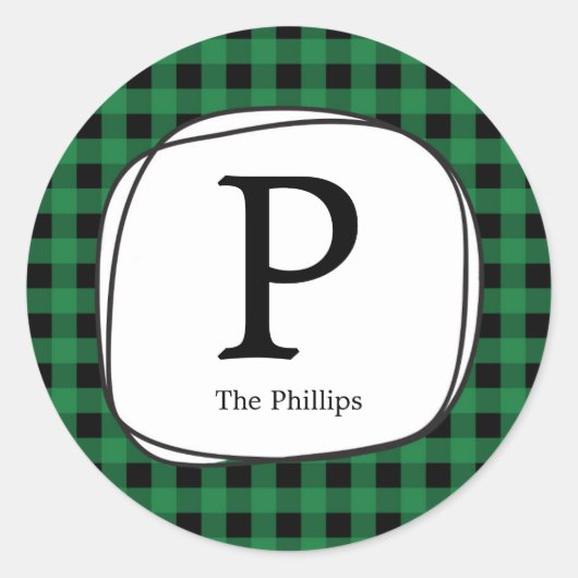 Autocollants d'étiquette de faveur de plaid vert c (Devant)