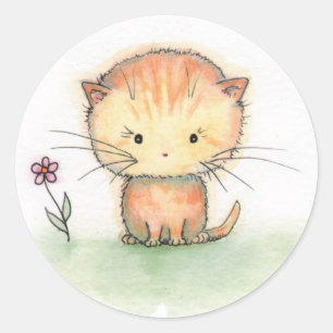 Autocollants d'illustration de chaton tigré orange