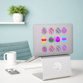 Autocollants d'œufs de Pâques décorés de printemps (Ordinateur portable sur le bureau)
