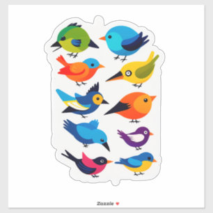 Autocollants d'oiseaux colorés pour enfants et cad