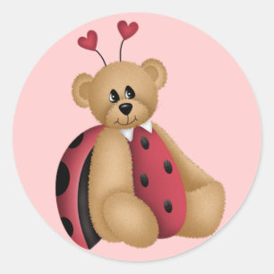 Autocollants d'ours de nounours de coccinelle