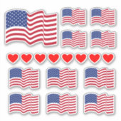 Autocollants Drapeaux américains et Cœurs (Devant)