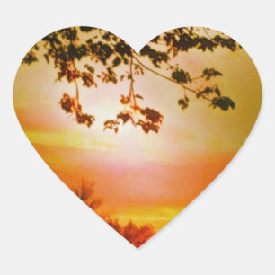 Autocollants du coeur du coucher du soleil